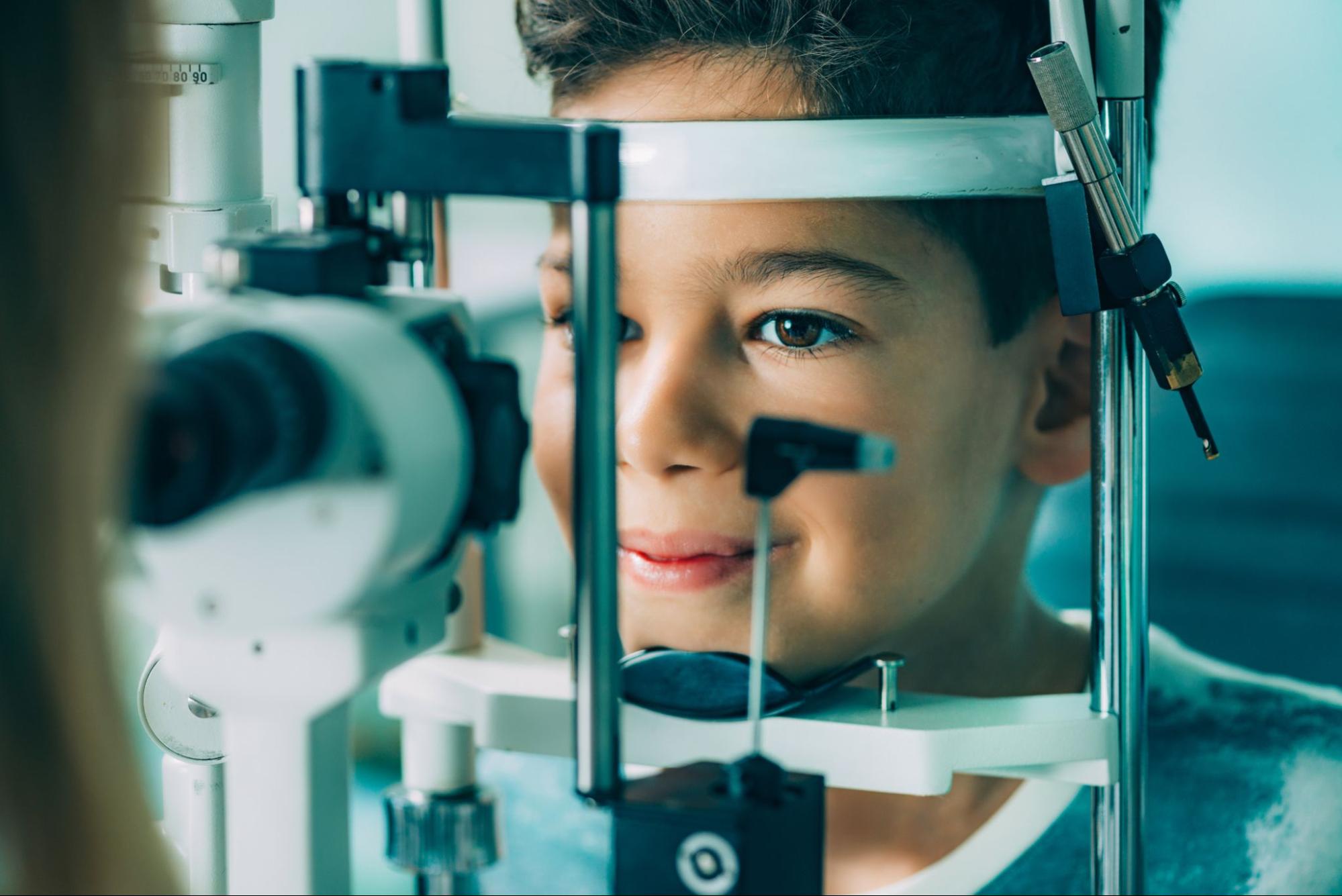 child receiving eye exam